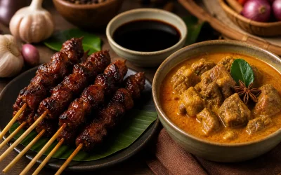 kecap pada sate kambing dan gulai